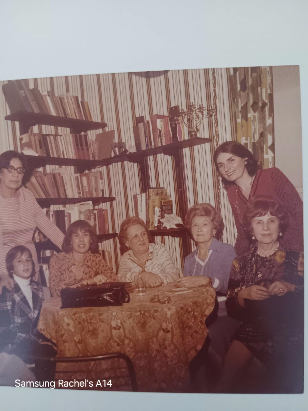 Toby with her aunts Clara, Edith, and Eva, cousin Marcia and her son Michael, and her mother Lillian Friedman.