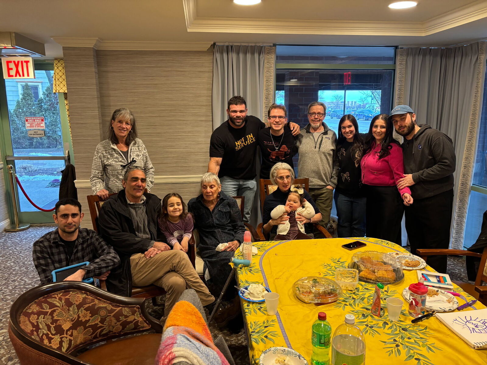 Toby surrounded by family at her 92nd birthday gathering.